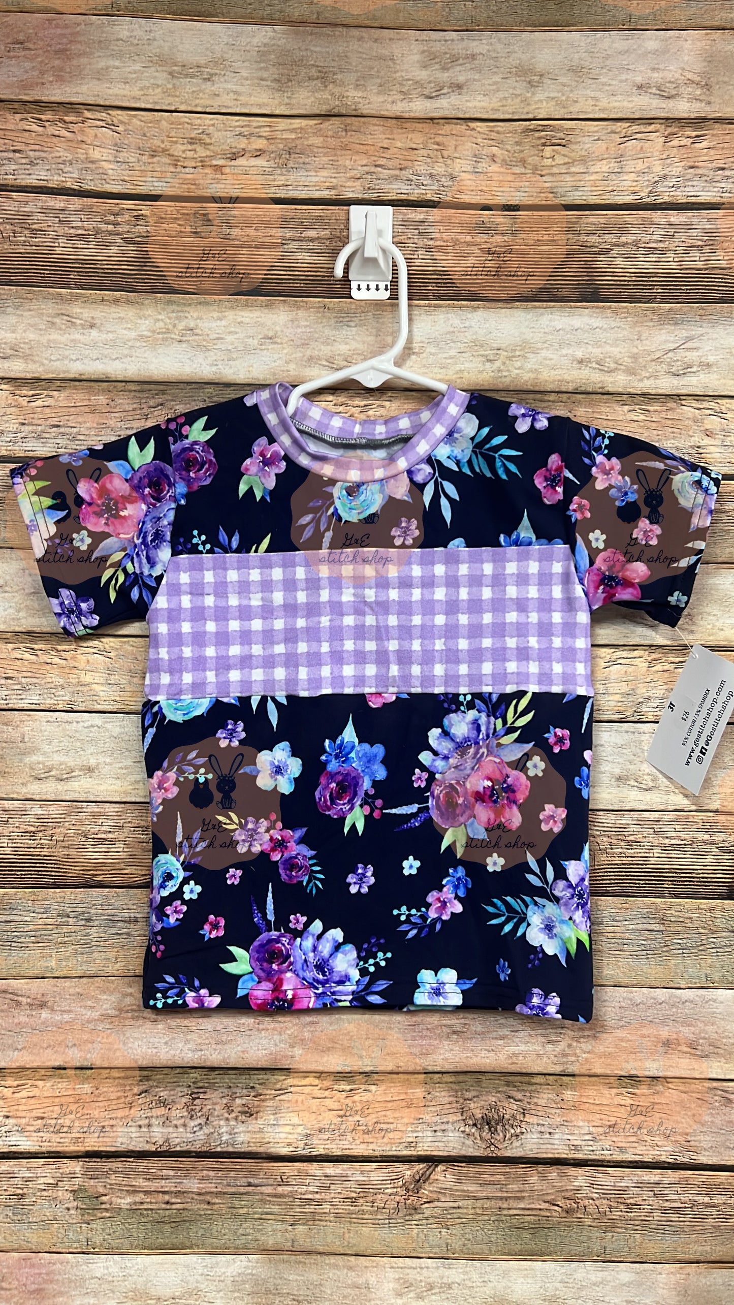 3t Purple Floral Tri Color Tee