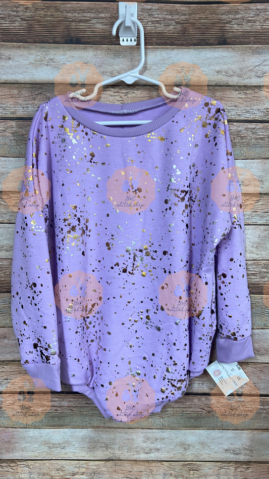 5t Purple Splatter Sweater Romper
