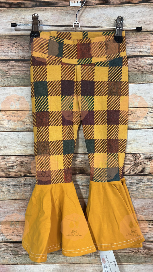 2t Mustard Plaid Bells