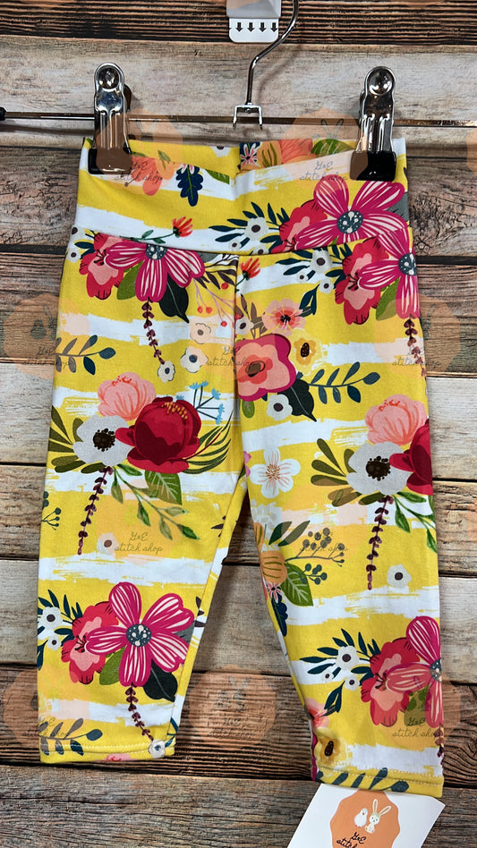 3-6m Yellow Floral Leggings