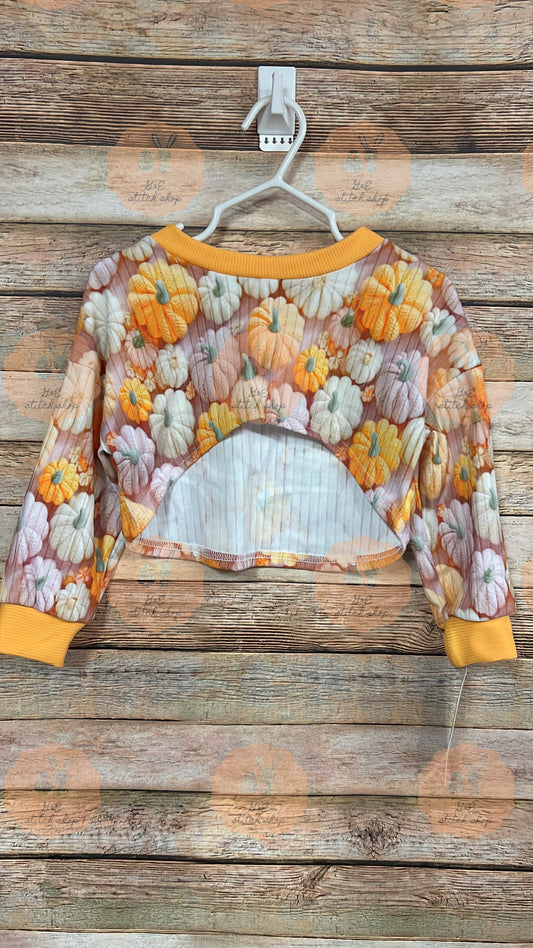 Faux Embroidered Pumpkin Honey Top