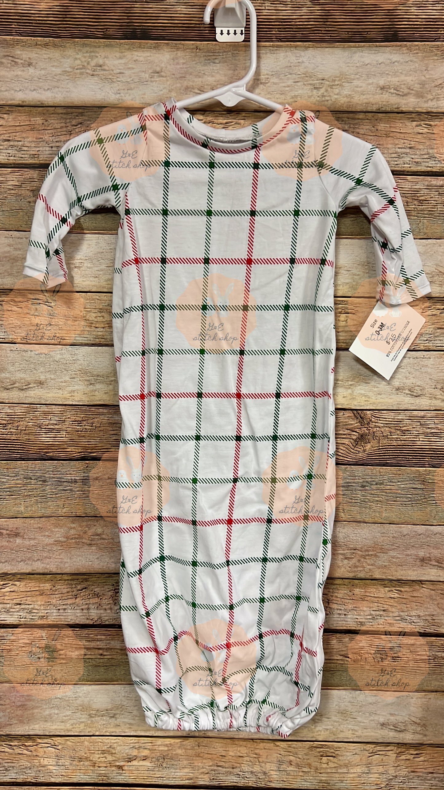 0-3m Plaid Baby Gown