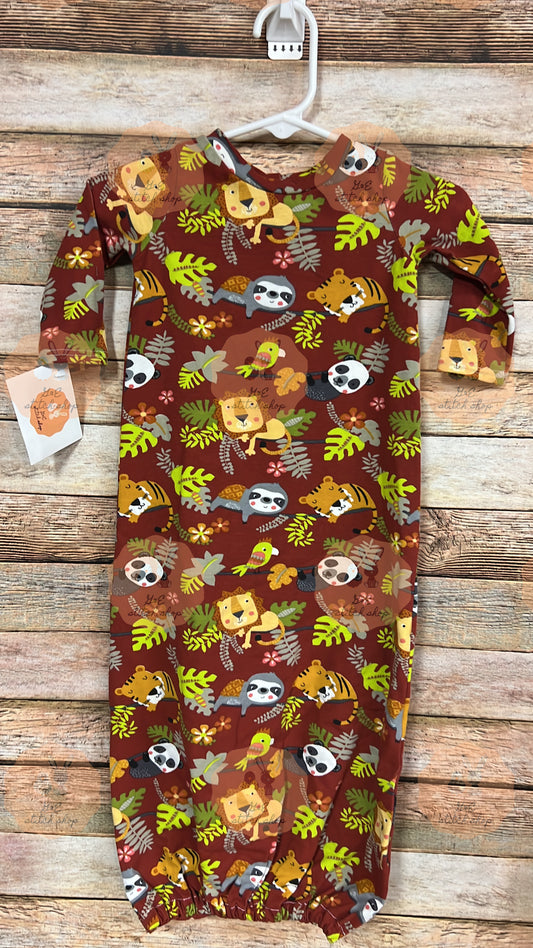 0-3m Zoo Animal Baby Gown